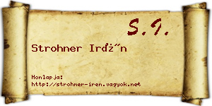 Strohner Irén névjegykártya